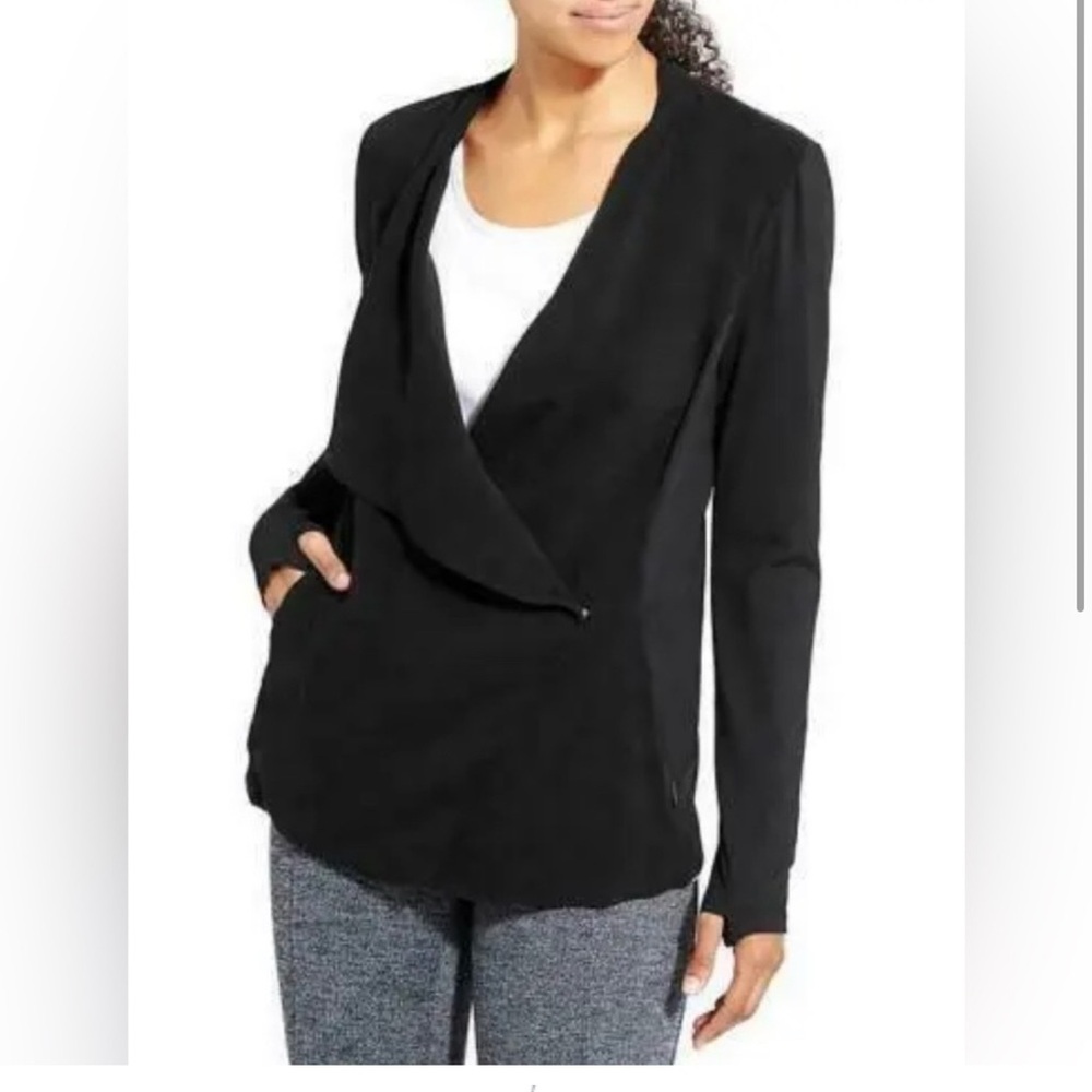 Athleta Yama Jacket Wrap Blazer Pockets Snap Closure